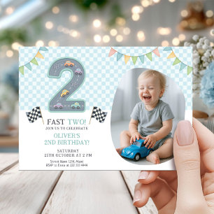 Pastel Fast Two Birthday Car Invitation