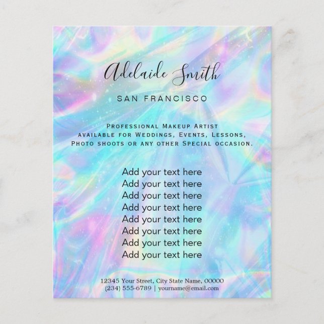 pastel FAUX holographic iridescent Flyer (Front)