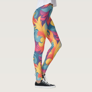 Pastel Feathers Pattern Leggings