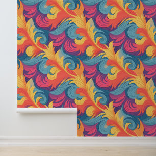 Pastel Feathers Pattern Wallpaper