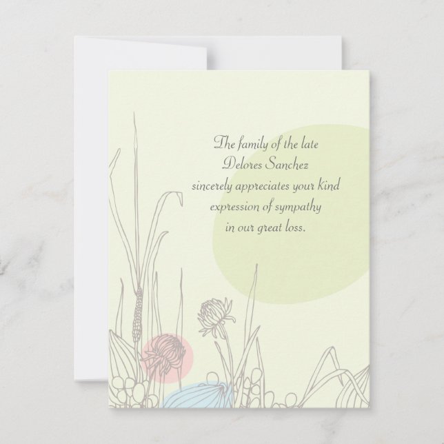 Pastel Fields - Bereavement Thank You Notecard (Front)