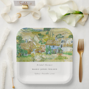 Pastel Fields Mountain Landscape Bridal Shower Paper Plate