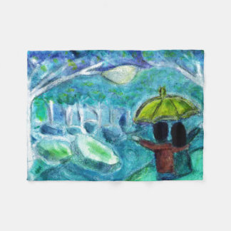 Pastel Fireflies and Moonlight Dreamscape Fleece Blanket