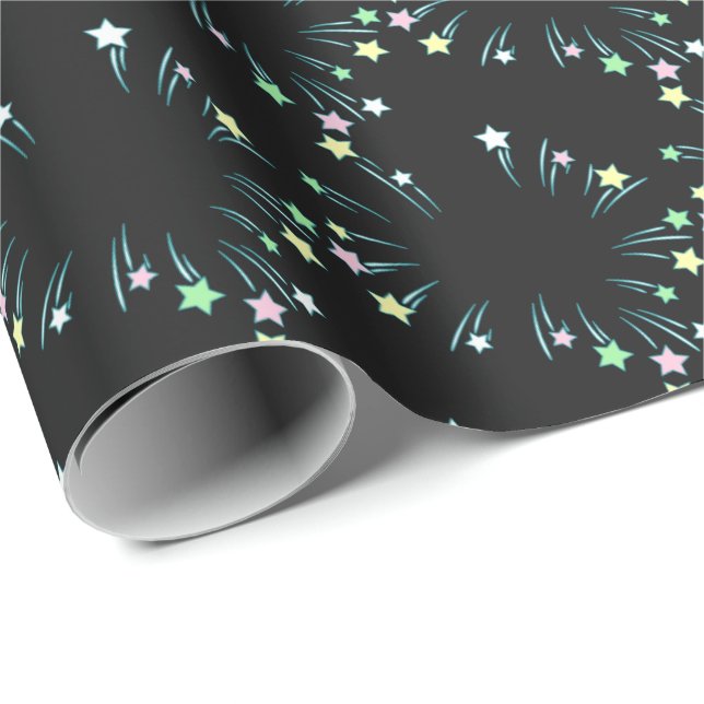 Pastel Fireworks Stars Wrapping Paper (Roll Corner)