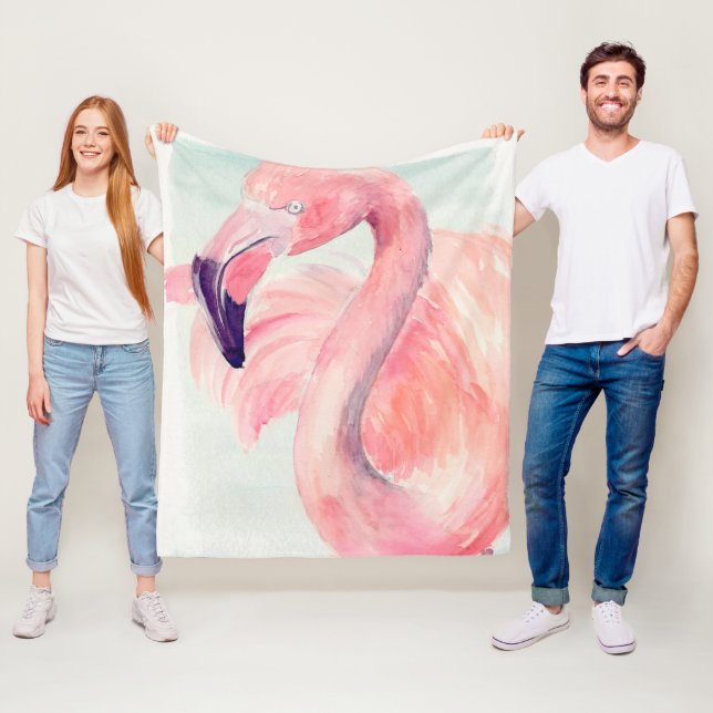 Pastel Flamingo Fleece Blanket (In Situ)