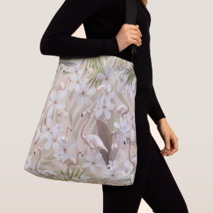 Pastel Flamingo Jungle Love #3 #tropical #wall Crossbody Bag