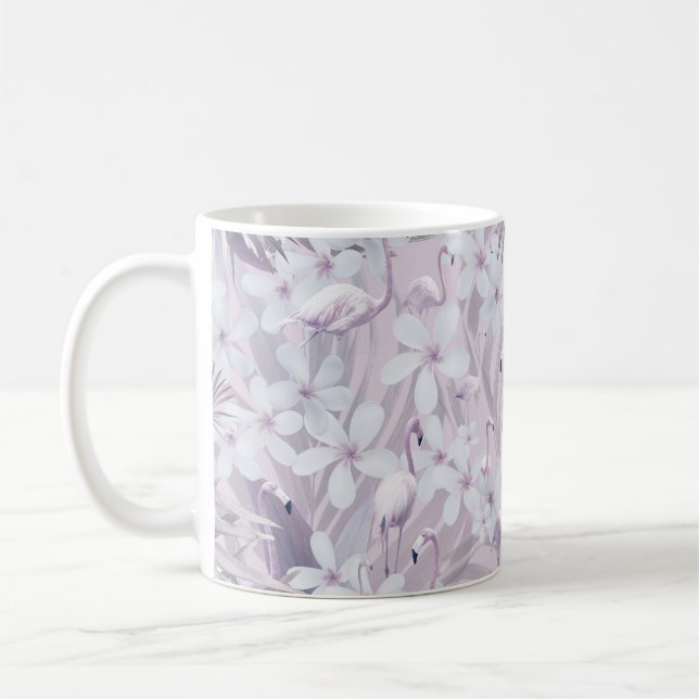 Pastel Flamingo Jungle Love 4 #art #tropical Coffee Mug (Left)