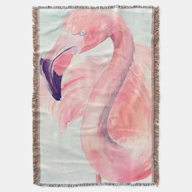 Pastel Flamingo Throw Blanket (Front Vertical)