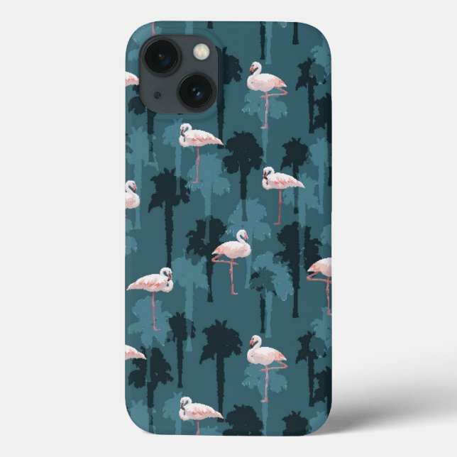Pastel Flamingos On Teal Case-Mate iPhone Case (Back)