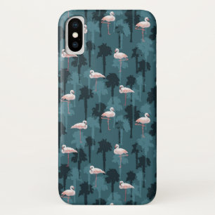 Pastel Flamingos On Teal iPhone X Case
