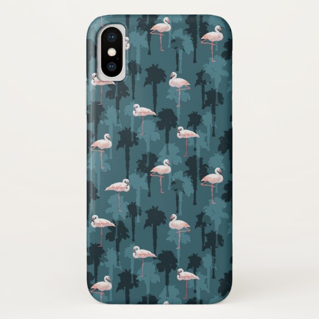Pastel Flamingos On Teal Case-Mate iPhone Case (Back)