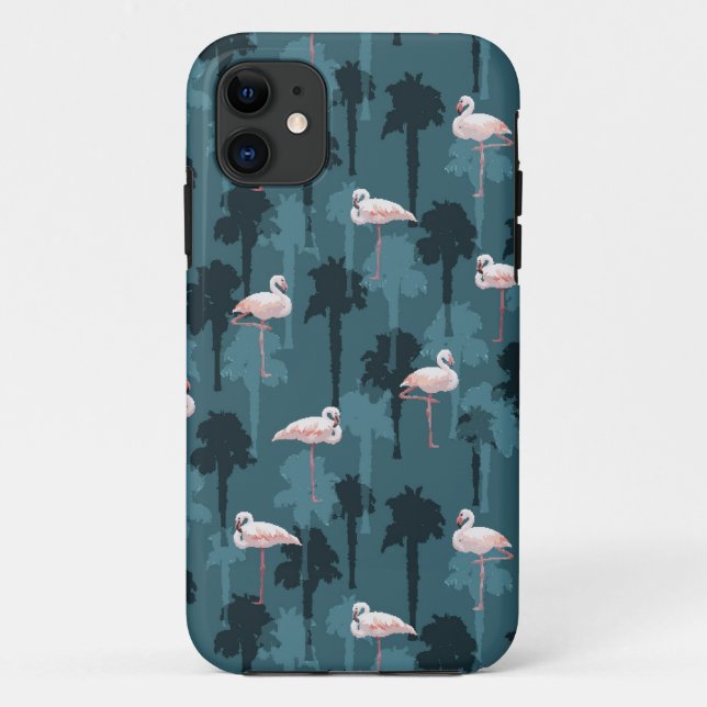 Pastel Flamingos On Teal Case-Mate iPhone Case (Back)