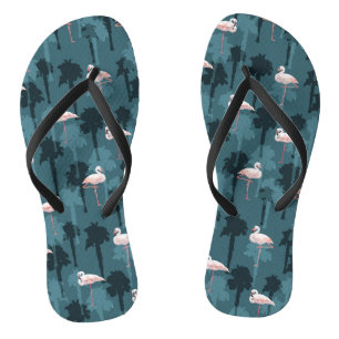 Pastel Flamingos On Teal Thongs