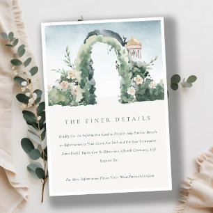 Pastel Flora Garden Arch Botanical Wedding Details Enclosure Card