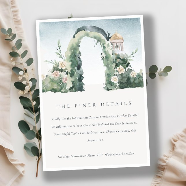 Pastel Flora Garden Arch Botanical Wedding Details Enclosure Card (Creator Uploaded)