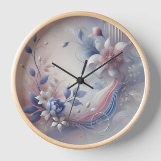Pastel Floral Abstract Wall Clock