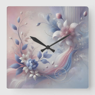 Pastel Floral Abstract Wall Clock