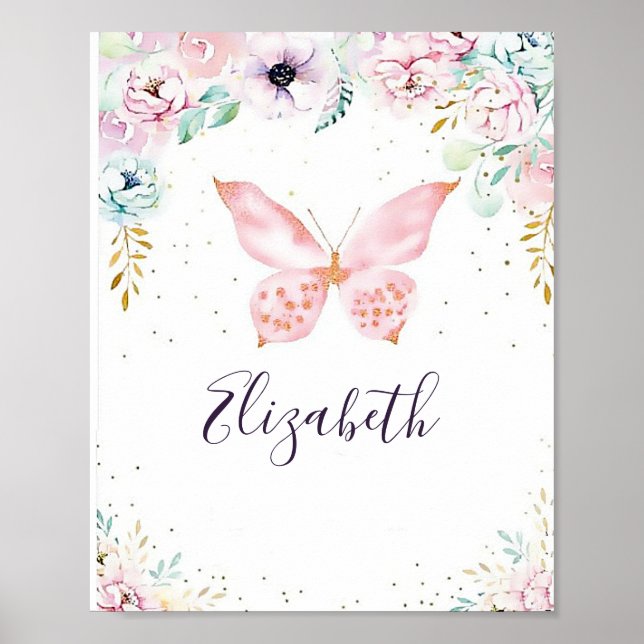 Pastel floral and butterfly baby   poster (Front)