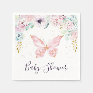 Pastel floral and butterfly baby shower  napkins