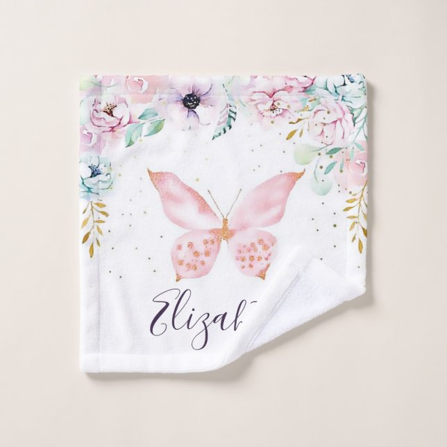 Pastel floral and butterfly baby  wash cloth (Wash Cloth)