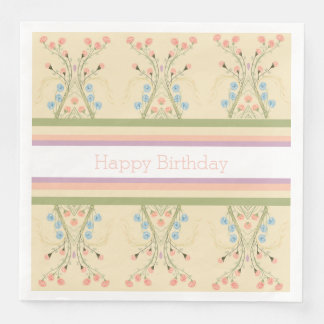 Pastel Floral And Stripe Napkin