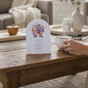 Pastel Floral Arch all in one Wedding Invitation