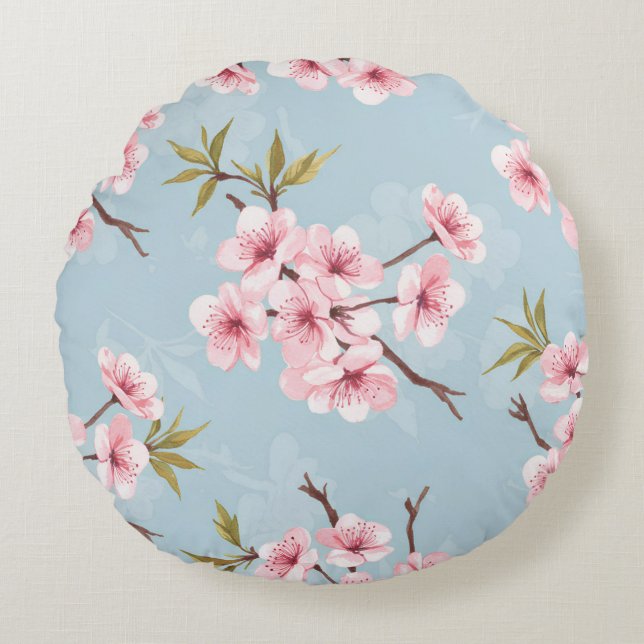 Pastel Floral Bedding Round Cushion (Front)