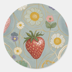 Pastel Floral & Berry Delight Classic Round Sticker