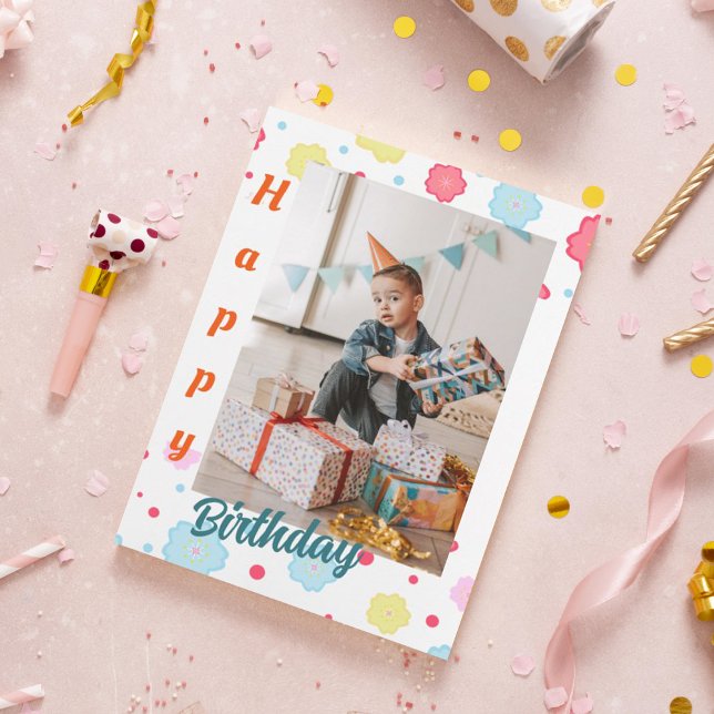 Pastel floral birthday photo Birthday Card (Creator Uploaded)