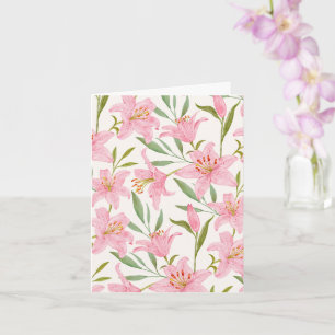 Pastel floral bloom lily pink green  card