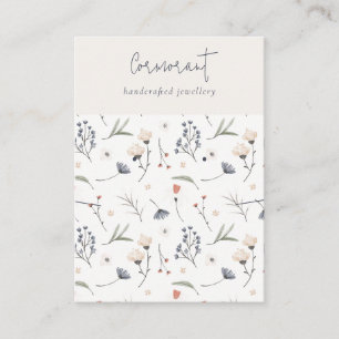 Pastel Floral Blue Rust Script Earring Necklace Business Card