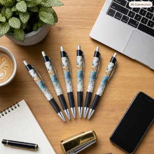 Pastel Floral Blue Yellow Home Office Writing 