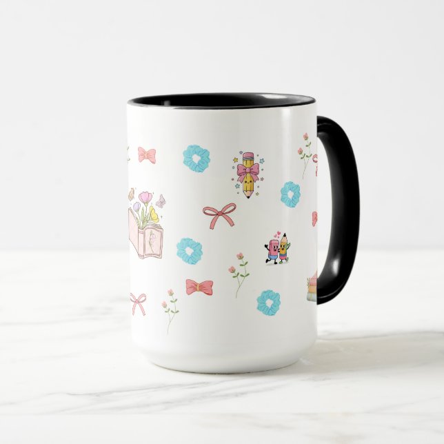 Pastel Floral Book Aesthetic  Mug (Front Right)