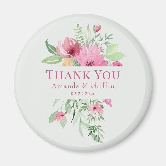 Pastel Floral Bouquet "Thank You" Magnet (Front)