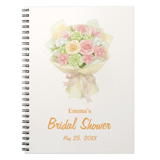 Pastel Floral Bridal Shower bouquet wedding  Notebook (Front)