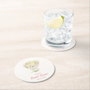 Pastel Floral Bridal Shower – Japanese-Asian Round Paper Coaster