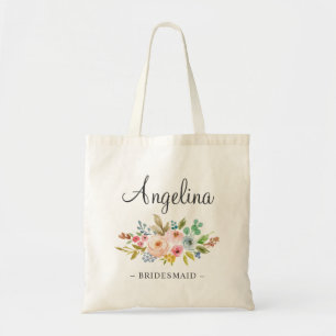 Pastel Floral Bridesmaid Tote Bag