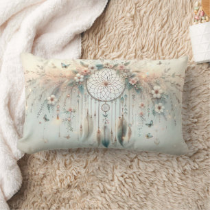 Pastel Floral Butterfly Dreamcatcher Lumbar Cushion