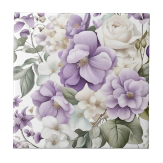 pastel floral ceramic tile (Front)