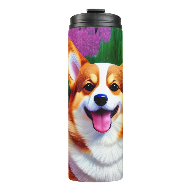 Pastel Floral Corgi  Thermal Tumbler (Front)