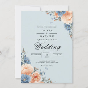 Pastel Floral Corner Wedding Invitation