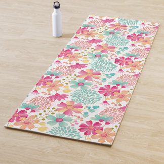 Pastel Floral Designer Yoga Exercise Floor Mat