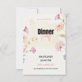 Pastel Floral Dinner Party Invite