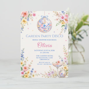 Pastel Floral Disco Garden Bridal Shower Invitation