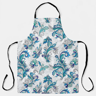 Pastel Floral Doodle Vintage Pattern. Apron