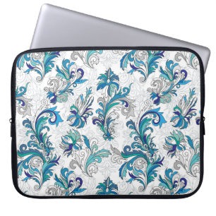 Pastel Floral Doodle Vintage Pattern. Laptop Sleeve