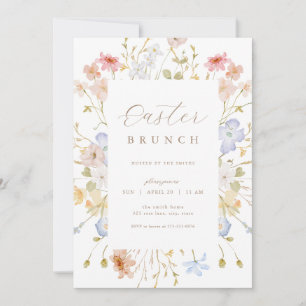 Pastel Floral Easter Brunch Egg Hunt Invitation
