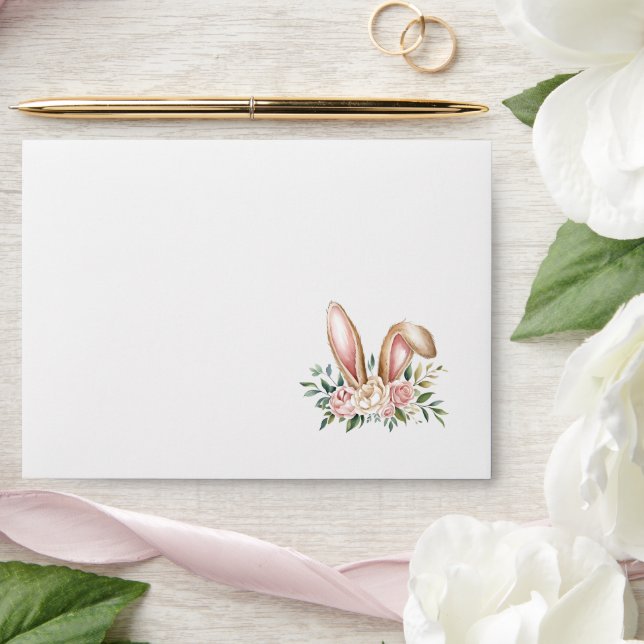 Pastel Floral Easter Bunny Ears  Envelope (Wedding)