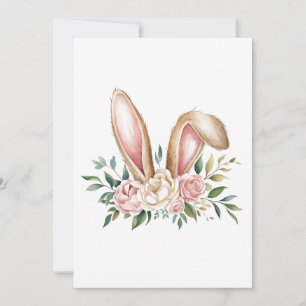 Pastel Floral Easter Bunny Ears Holiday Card