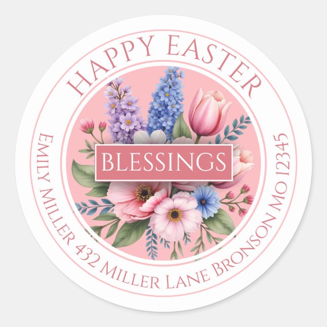 Pastel Floral Easter Sticker  (Front)